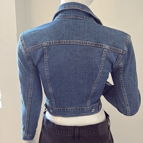 Proenza Schouler White Label PSWL Two-tone Light Wash Denim Paneled Jean Jacket - Picture 2 of 8